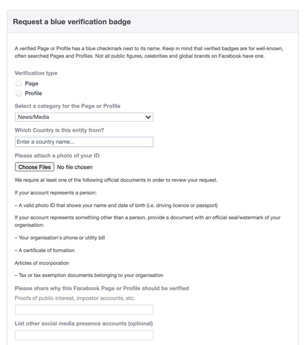 Facebook Verification for Business Pages