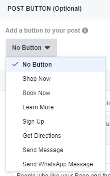 Selecting a button for your Facebook boosted post